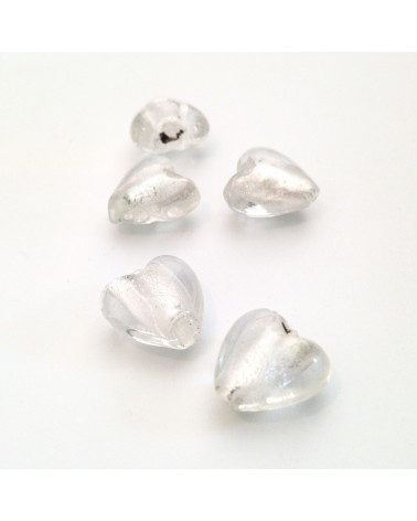 Perles verre coeur 13x11mm