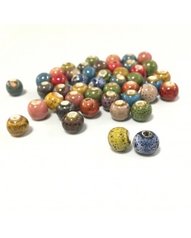 Perles céramiques tachetées 6mm