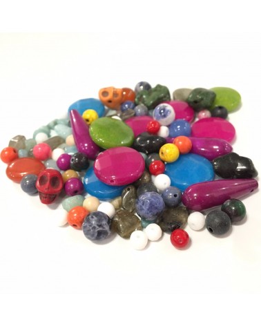 Mix assortiment perles semi précieuses et synthétiques