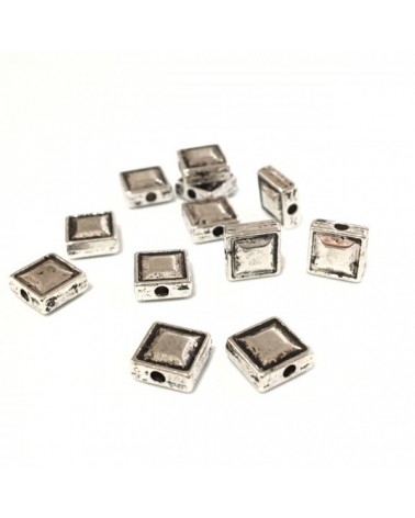x10 Perles métal carrées 7.5mm