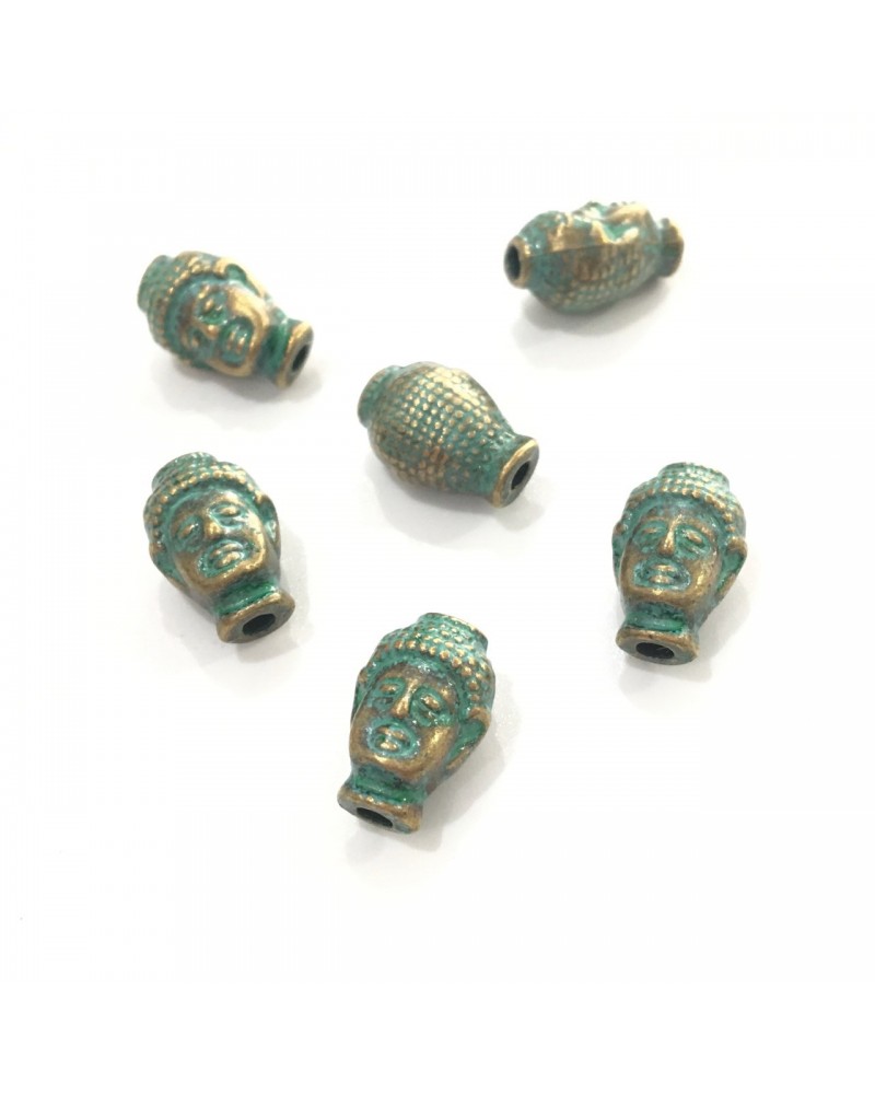 X3 perles métal têtes bouddha 