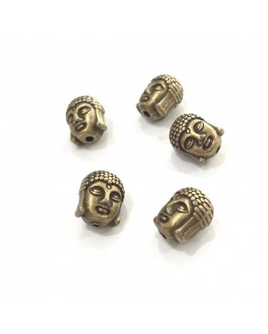 X4 perles métal têtes bouddha 