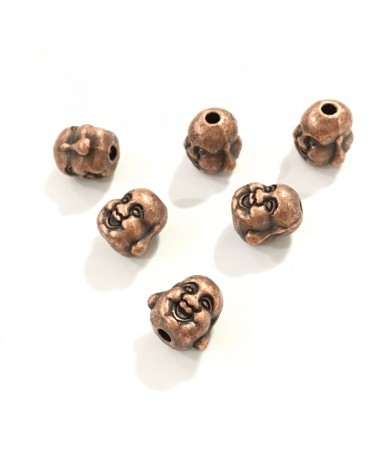 X4 perles métal têtes bouddha 